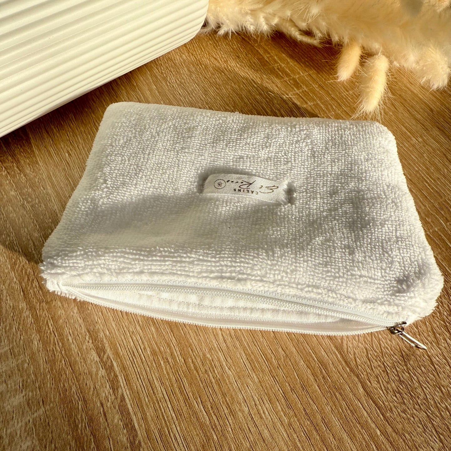 Calins et Reves petite pochette eponge blanc