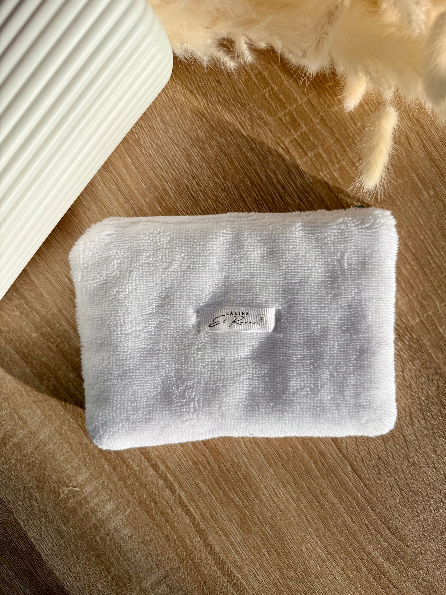 Calins et Reves petite pochette eponge blanc