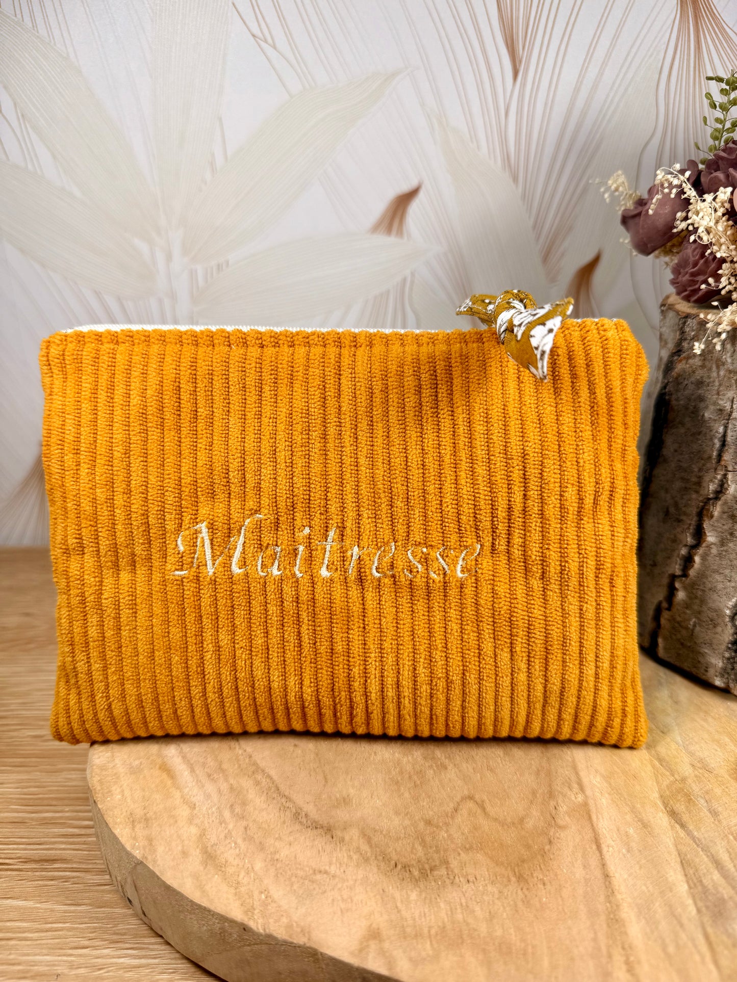 Câlins et Rêves petite pochette velours côtelé jaune