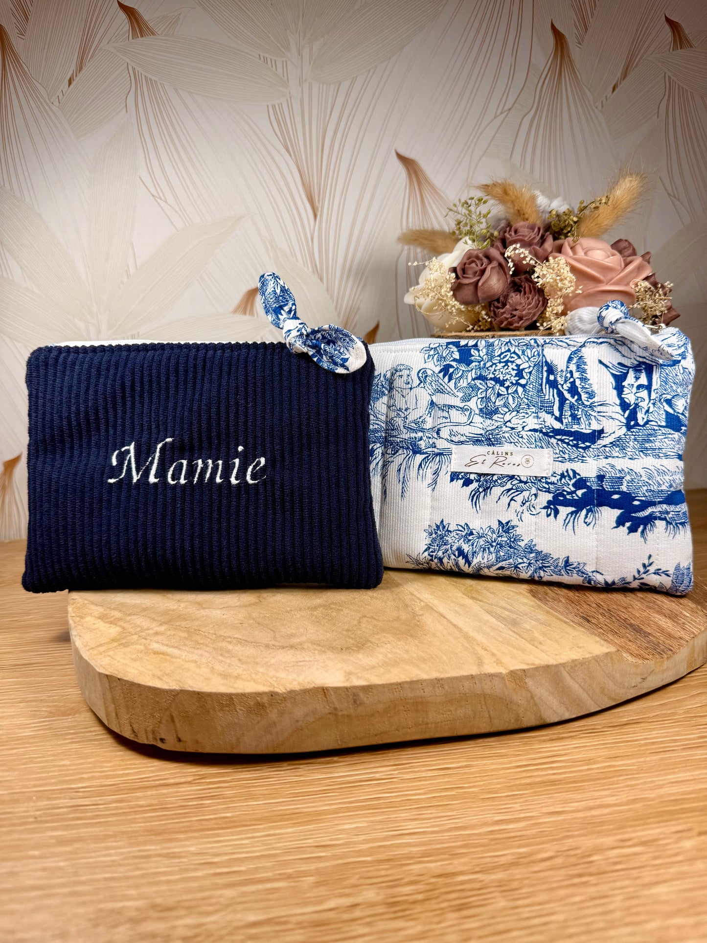 Calins et Reves petite pochette jouy bleu