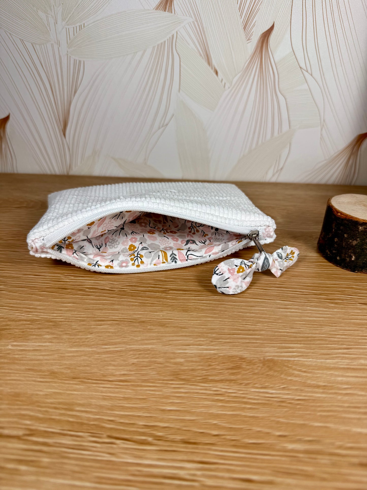 Calins et Reves petite pochette velours cotelé Blanc Amalya