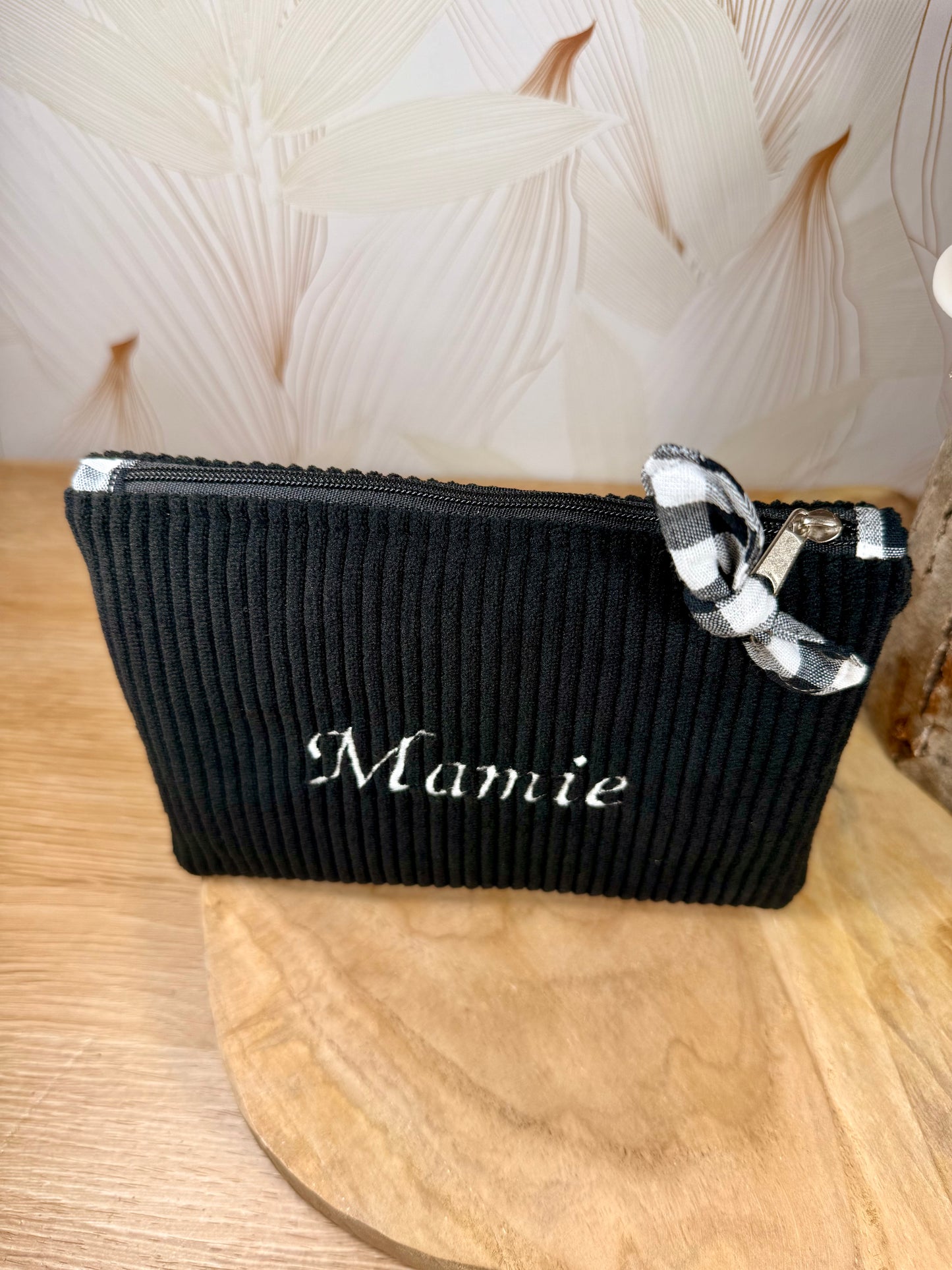 Câlins et Rêves petite pochette velours côtelés Noir Vichy Noir