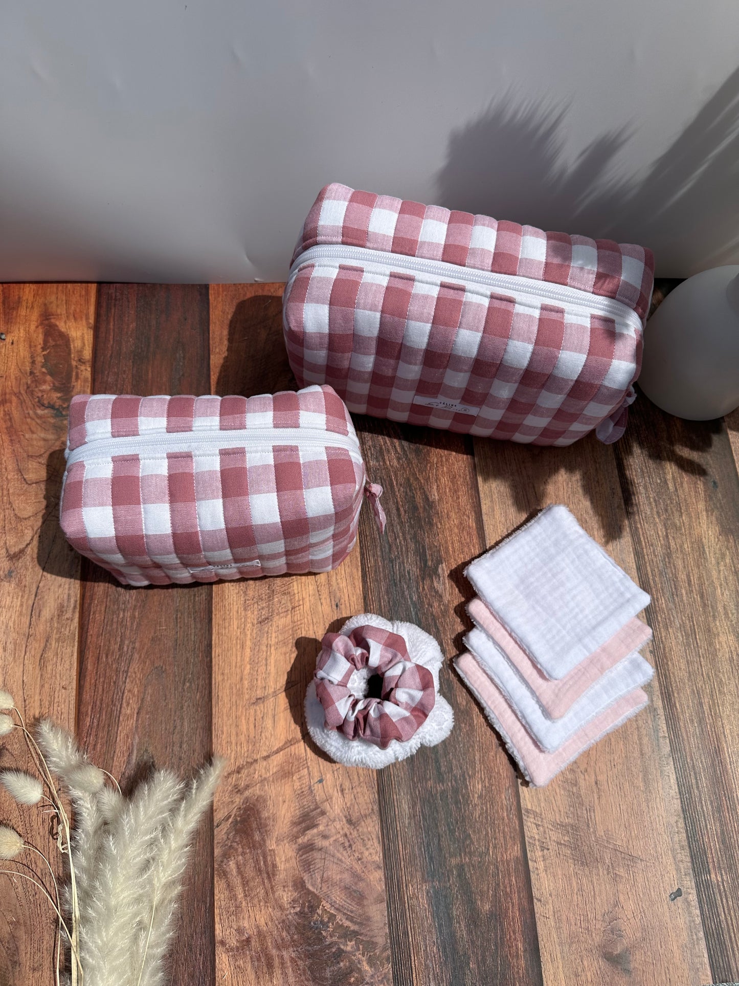 Calins et Reves trousse Vichy Rose des bois