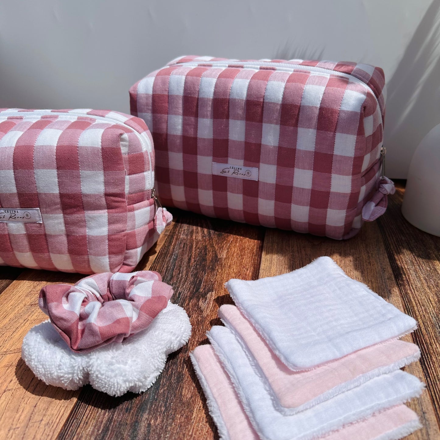 Calins et Reves trousse Vichy Rose des bois
