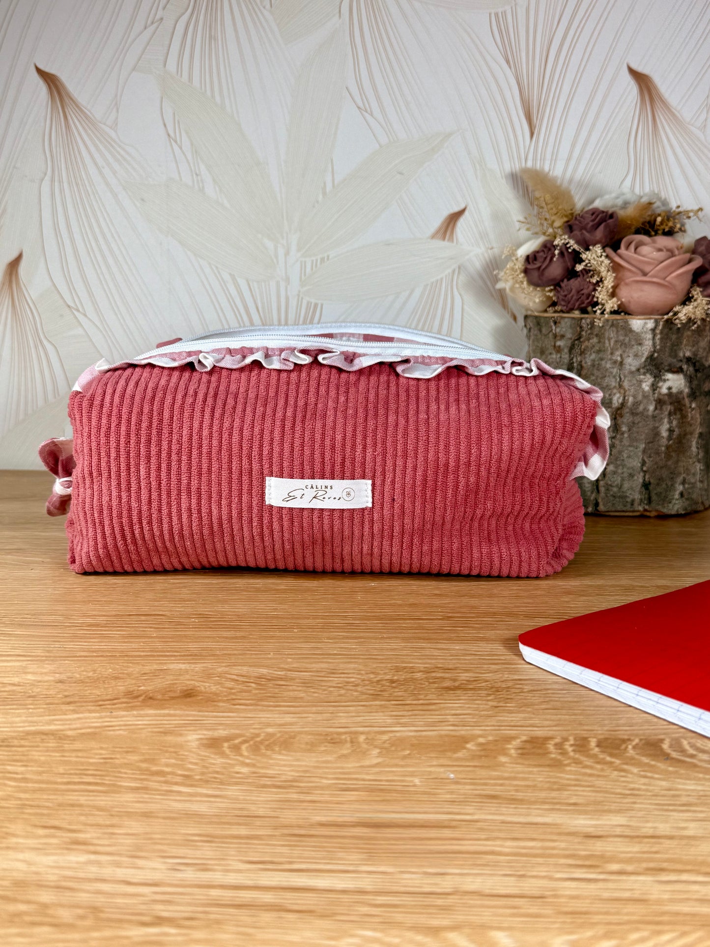Calins et Reves trousse à crayons rose vichy