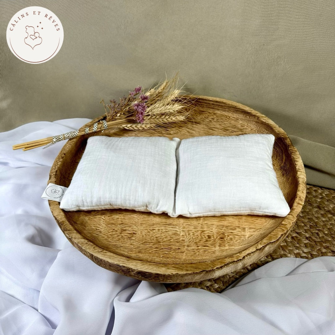 bouillotte sèche aux noyaux de cerises blanc personnalisé