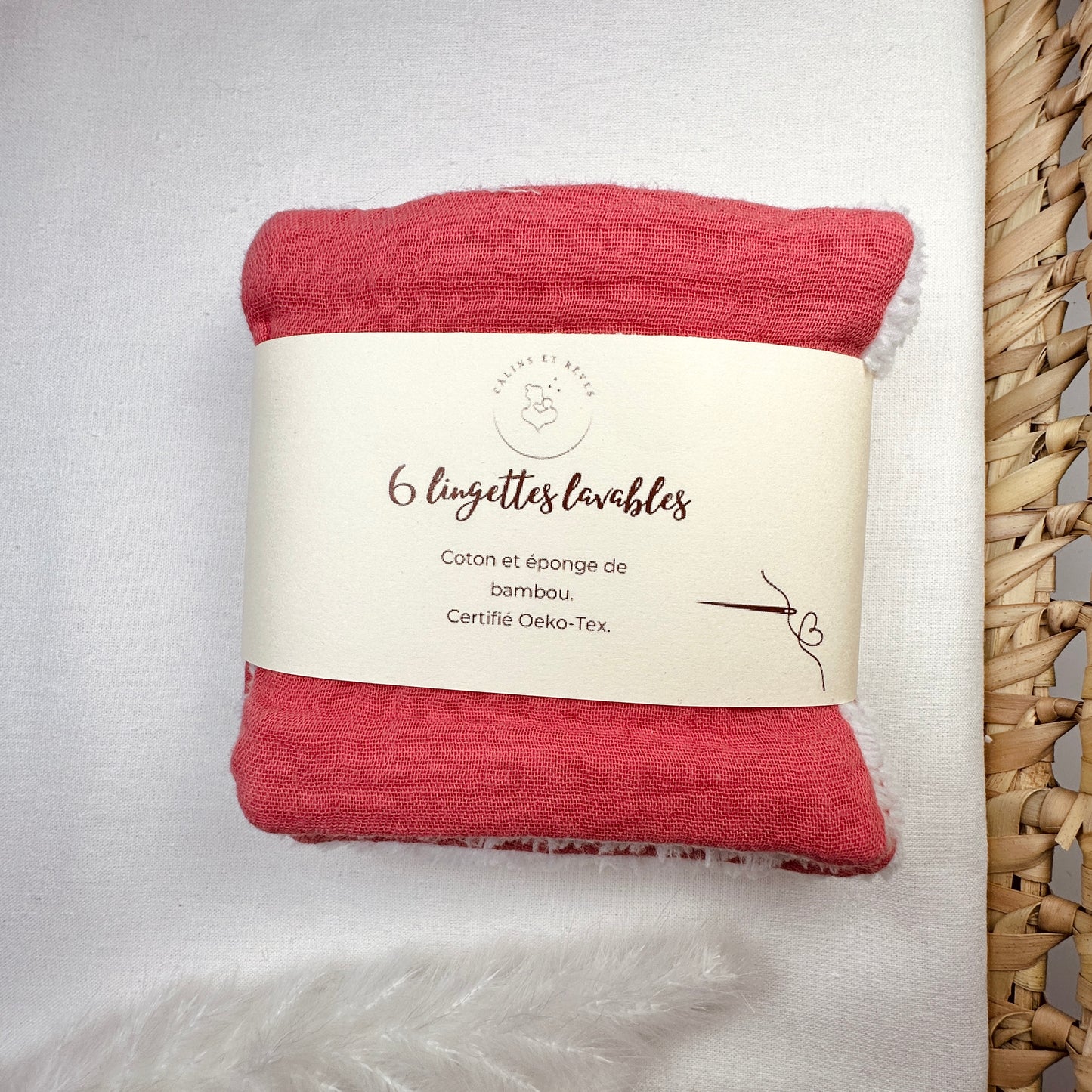 Calins et Reves lingettes lavables Corail