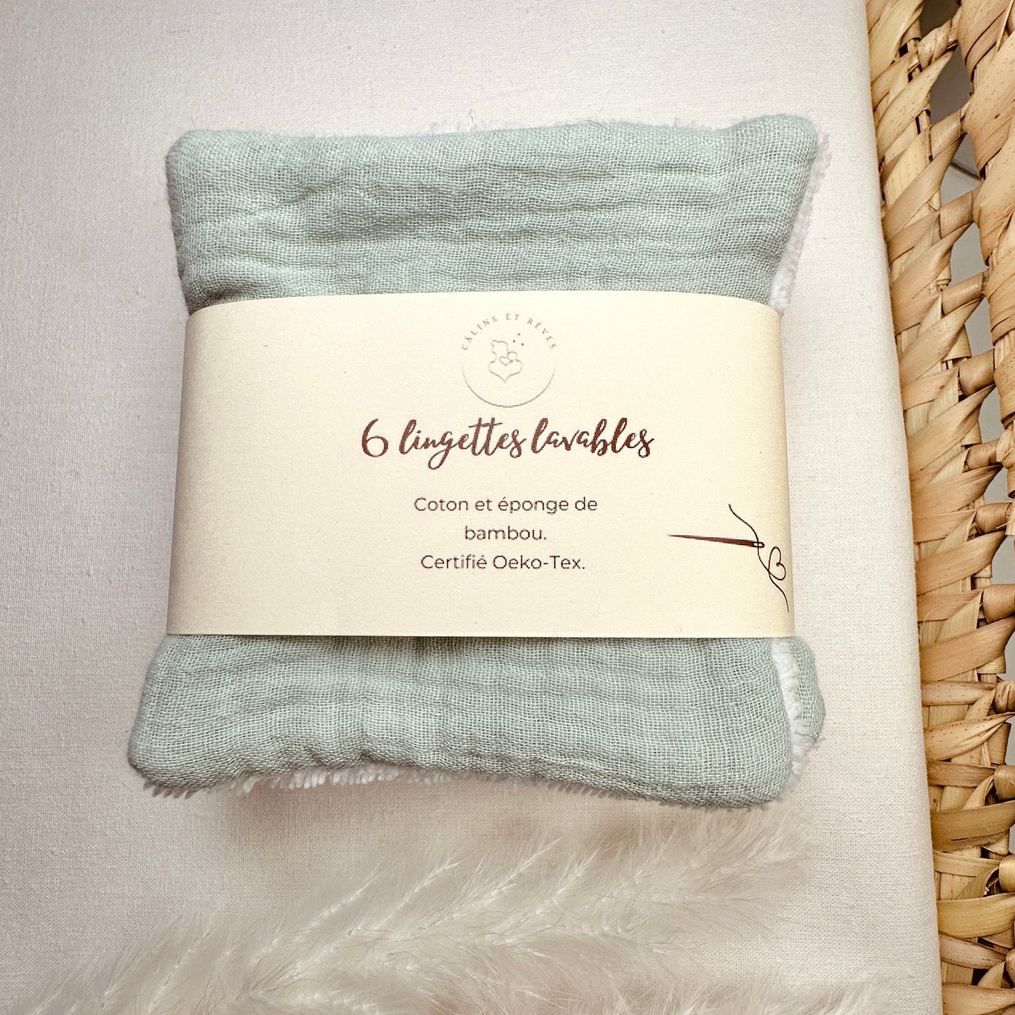Calins et Reves lingettes lavables Vert Menthe