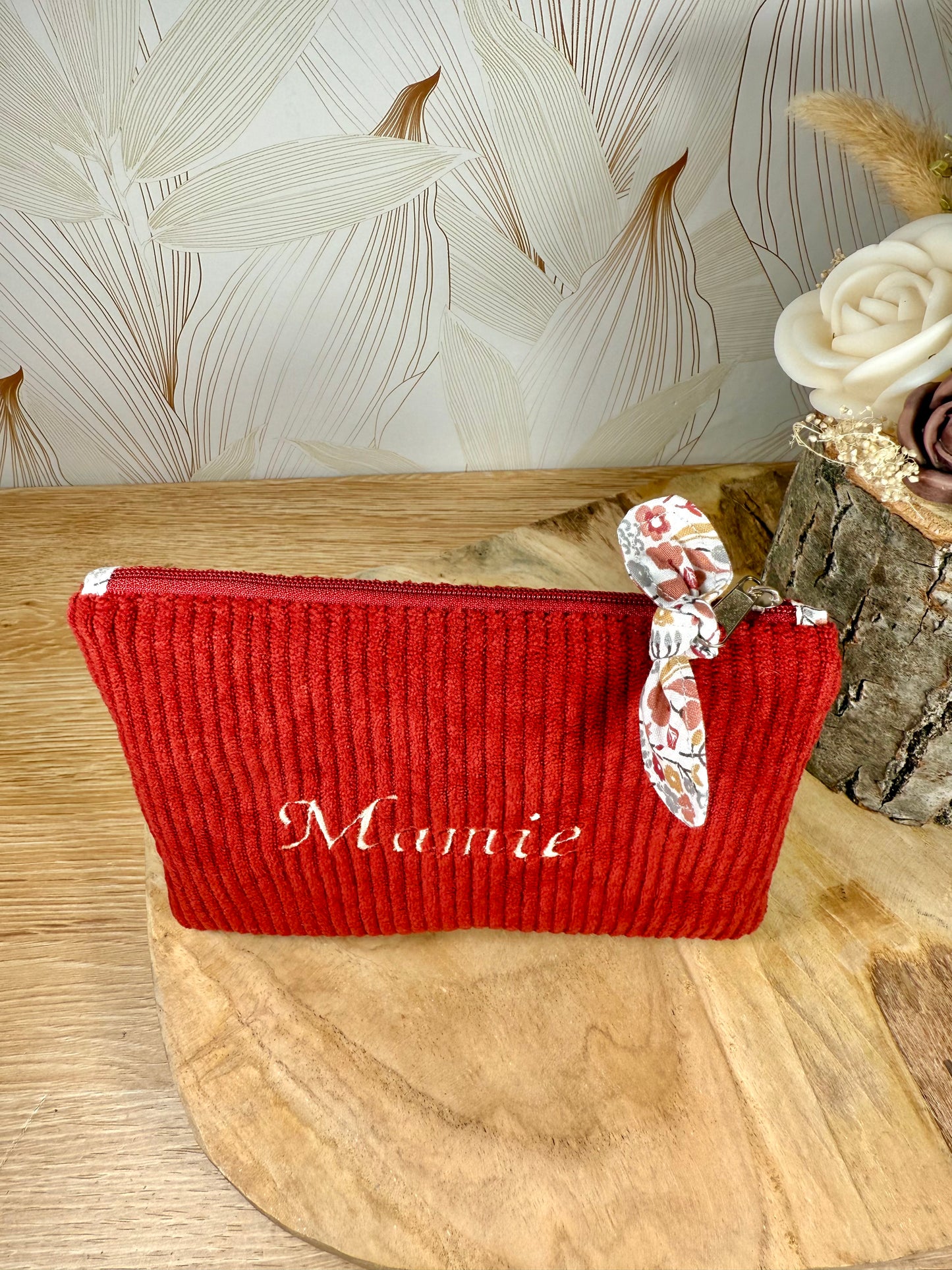 Câlins et Rêves petite pochette velours côtelés rouille Laetitia