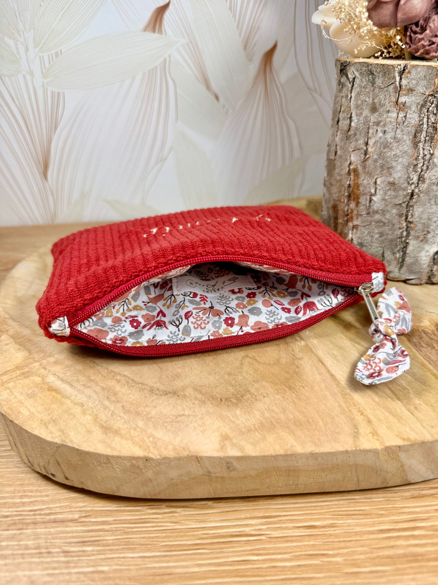 Câlins et Rêves petite pochette velours côtelés rouille Laetitia