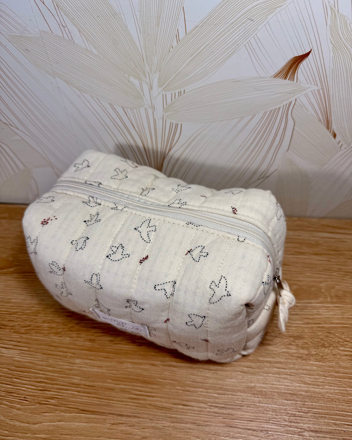 Calins et Reves trousse de toilette matelassée oiseaux
