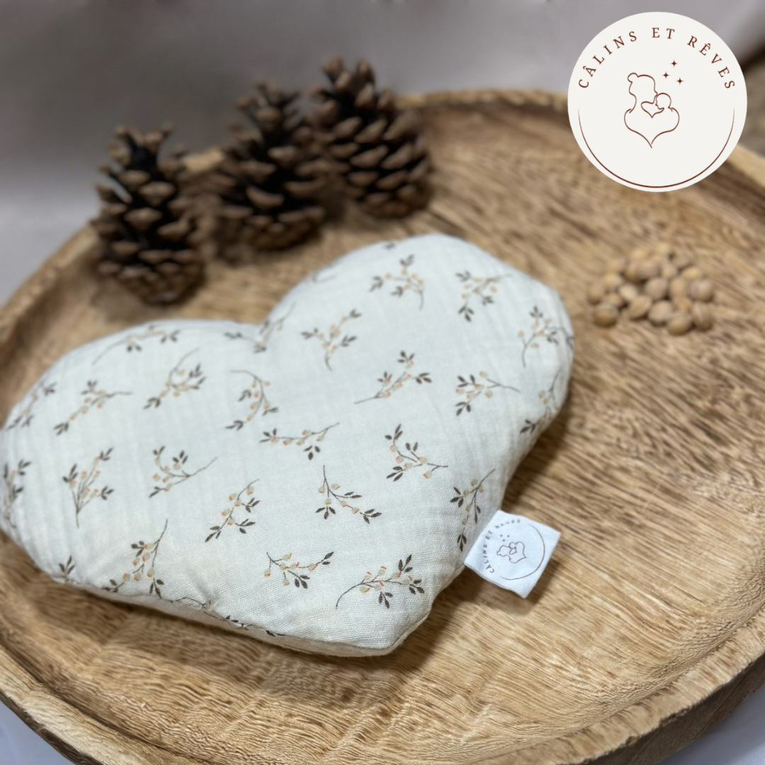 bouillotte sèche aux noyaux de cerises coeur
