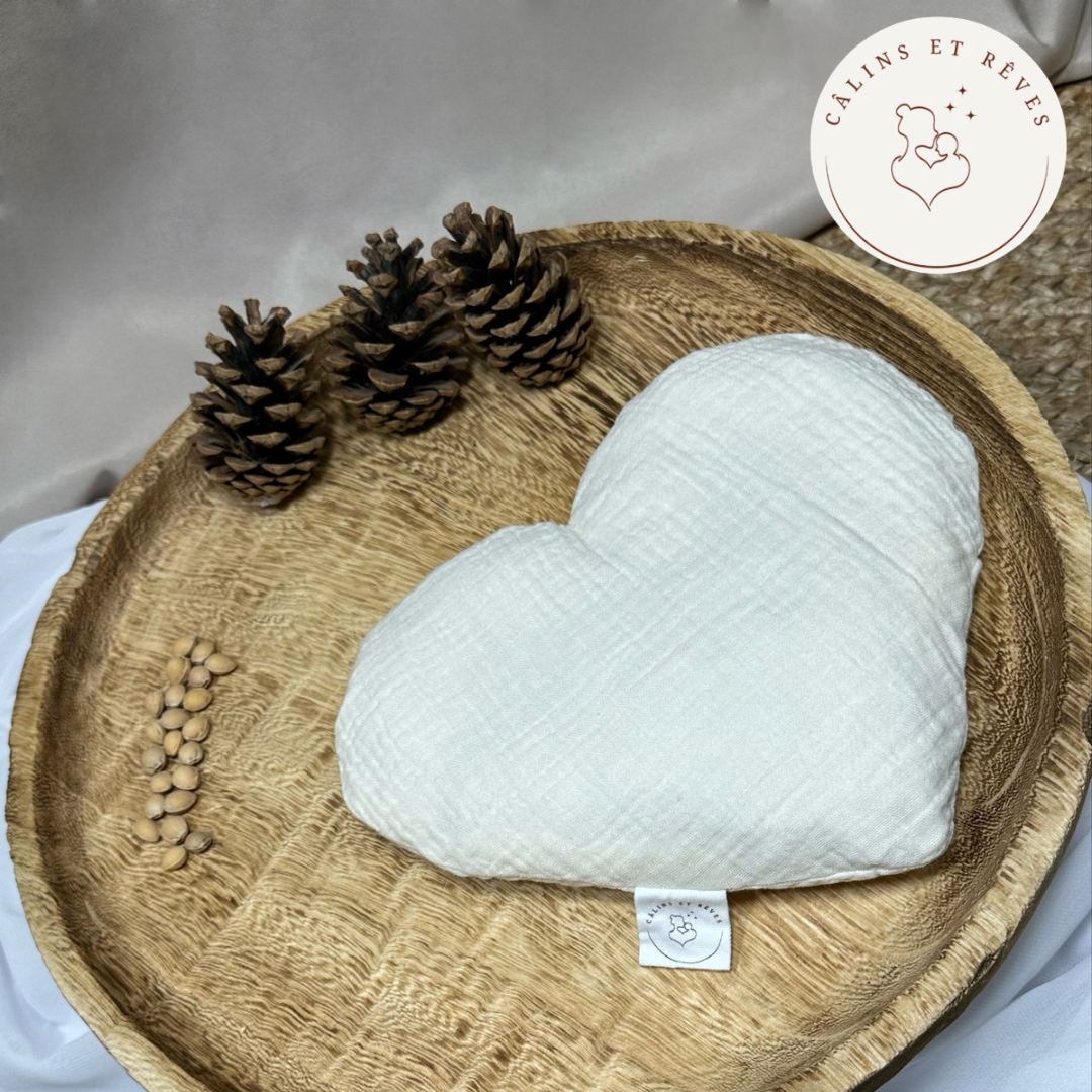 bouillotte sèche aux noyaux de cerises coeur