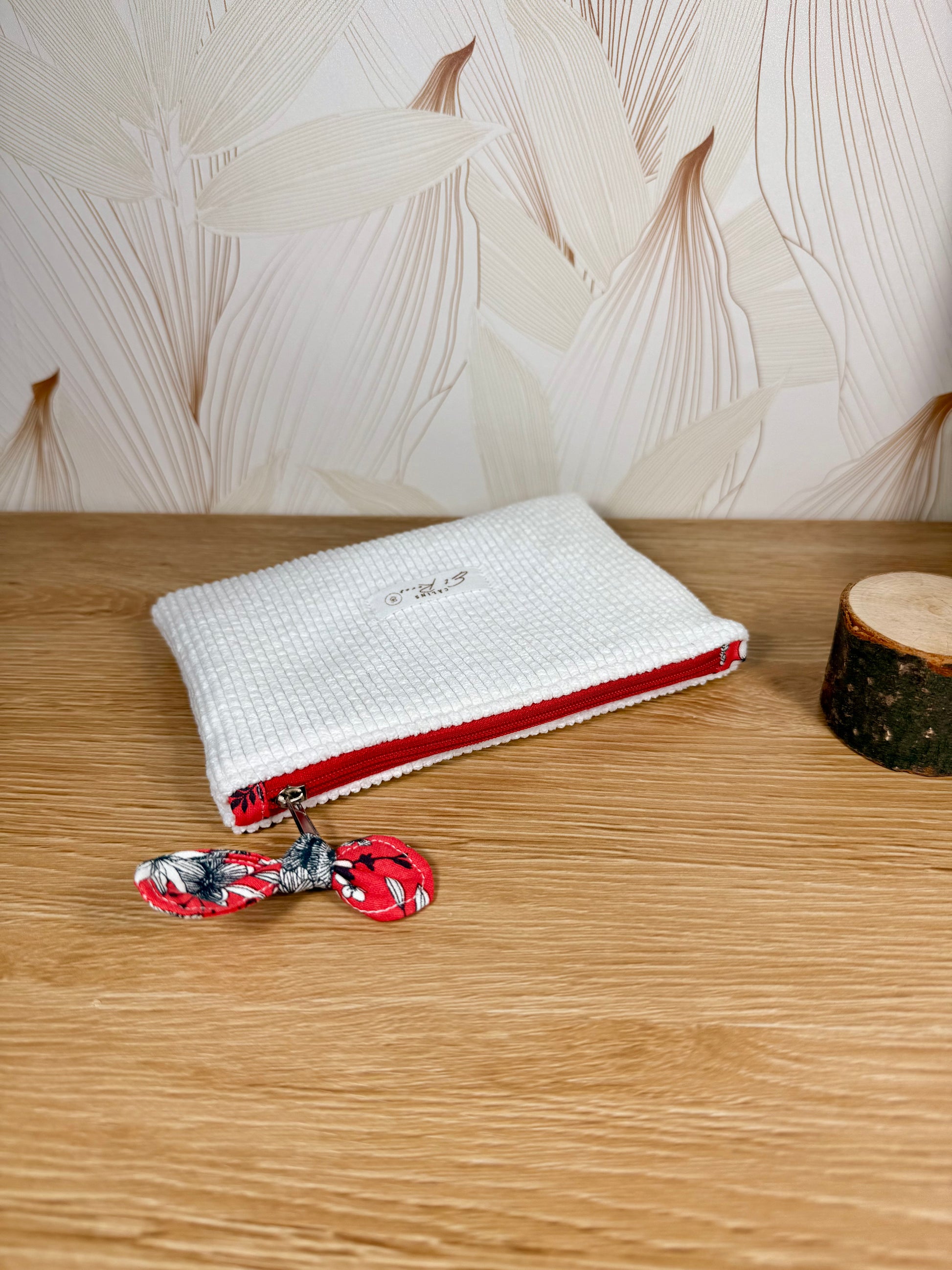 Calins et Reves petite pochette velours cotelé Blanc Corail