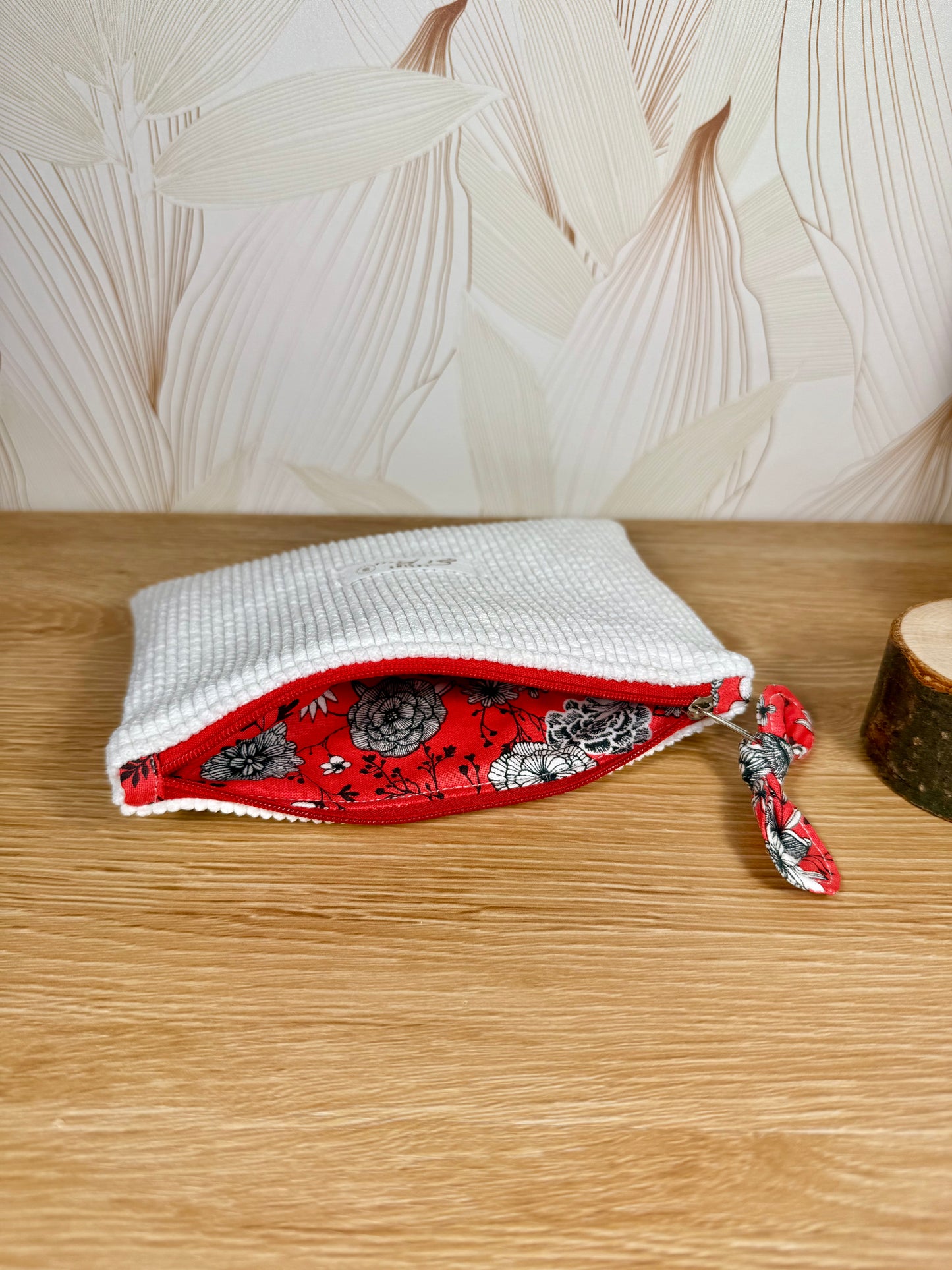 Calins et Reves petite pochette velours cotelé Blanc Corail