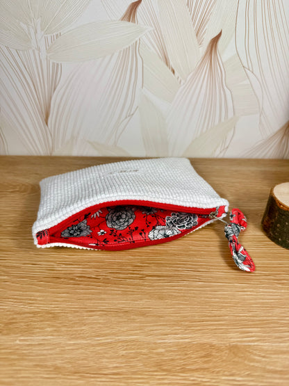 Calins et Reves petite pochette velours cotelé Blanc Corail