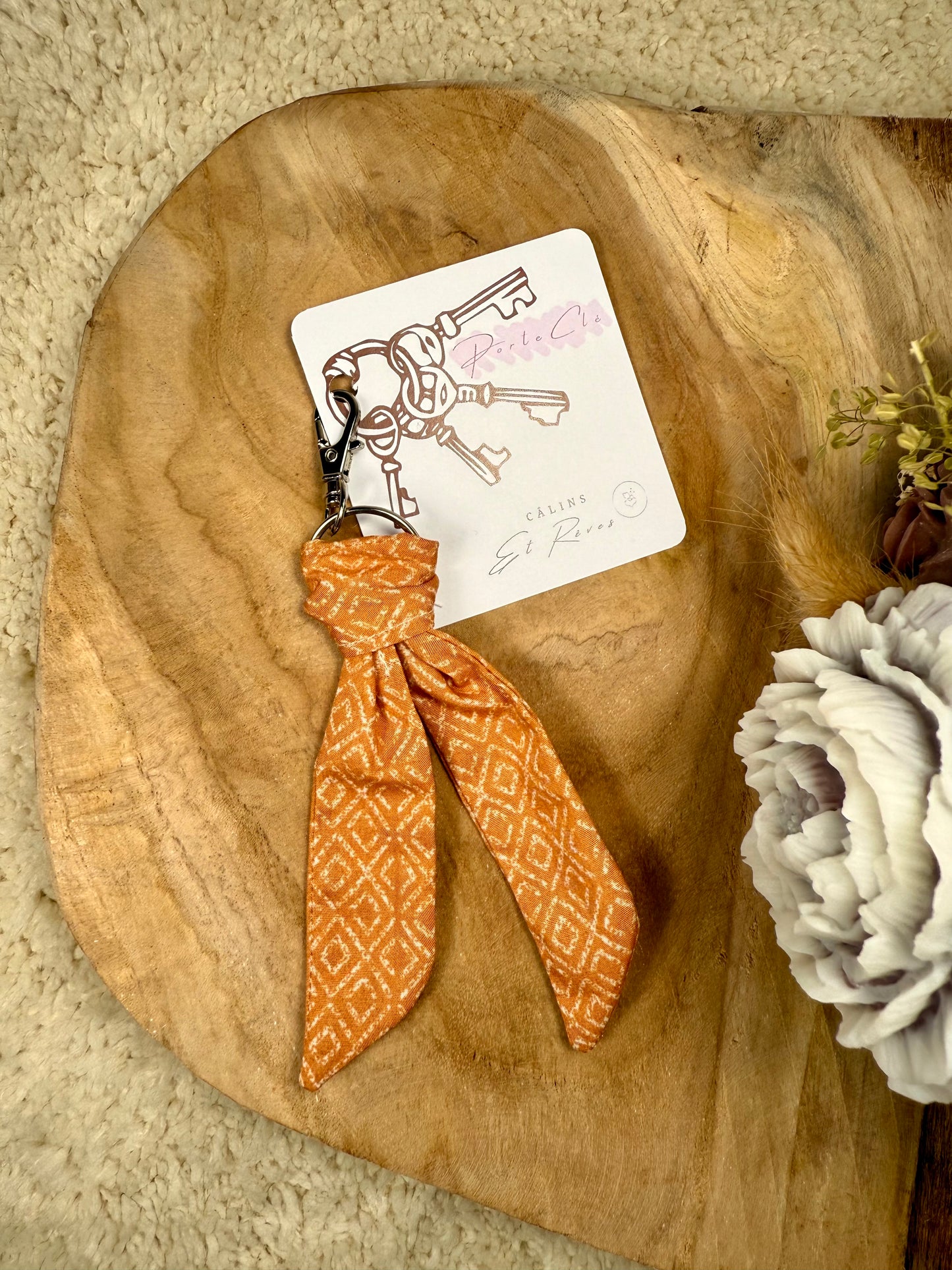 Câlins et Rêves porte clé Orange géométrie 