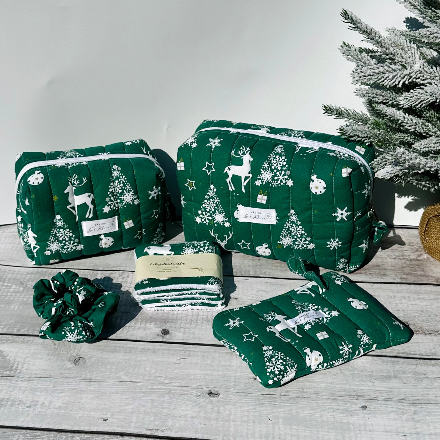 calins et reves petite pochette sapin vert