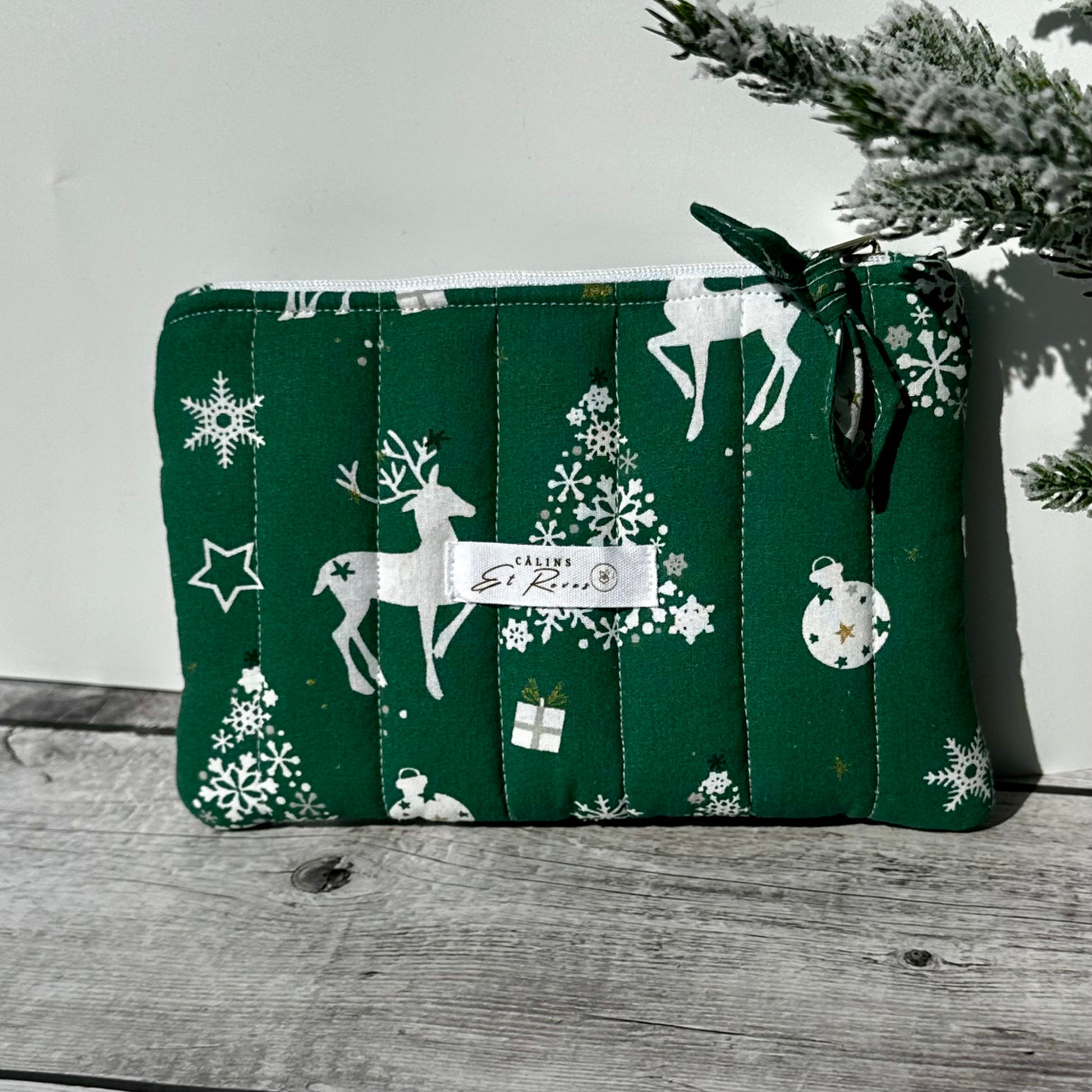 calins et reves petite pochette sapin vert