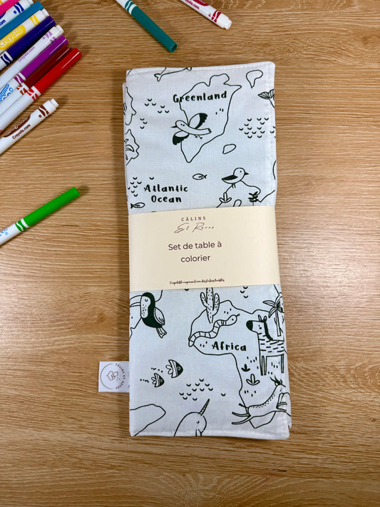 Câlins et Rêves set de table à colorier monde