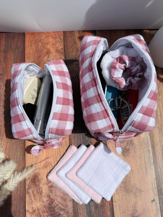 Calins et Reves trousse Vichy Rose des bois