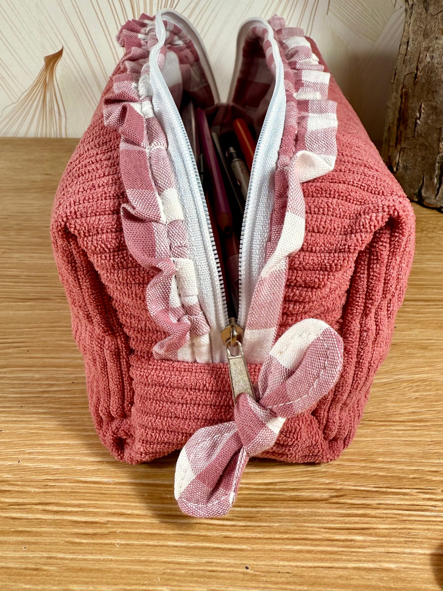 Calins et Reves trousse à crayons rose vichy