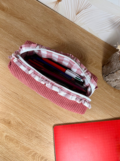 Calins et Reves trousse à crayons rose vichy