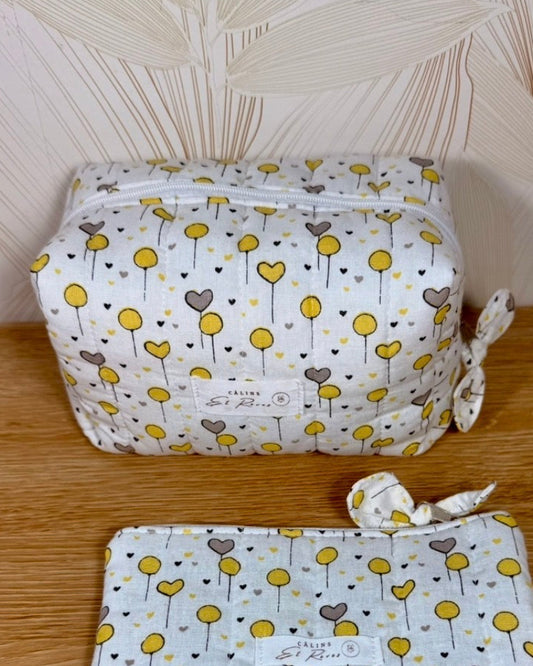calins et reves trousse de toilette matelassee ballon coeur