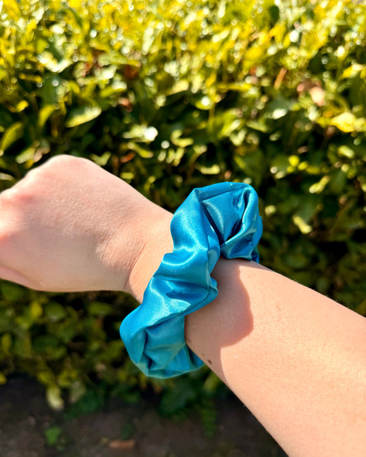Calins et Reves chouchou satin bleu petrole