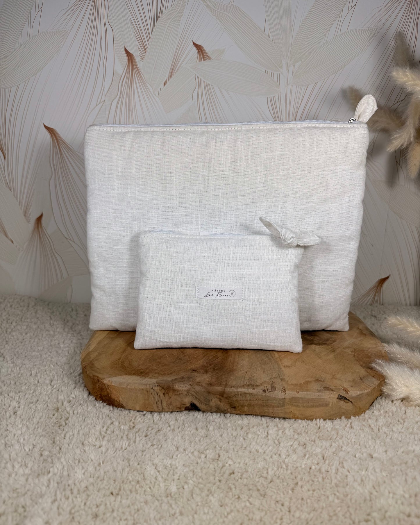 Calins et Reves petite pochette lin blanc