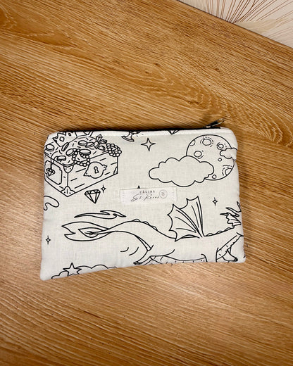 Calins et Reves Petite pochette à colorier dragon