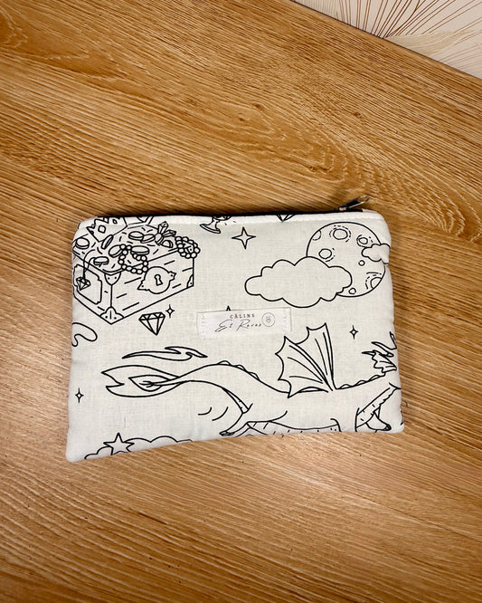 Calins et Reves Petite pochette à colorier dragon