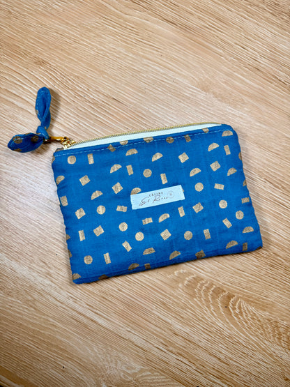 calins et reves petite pochette bleu et or