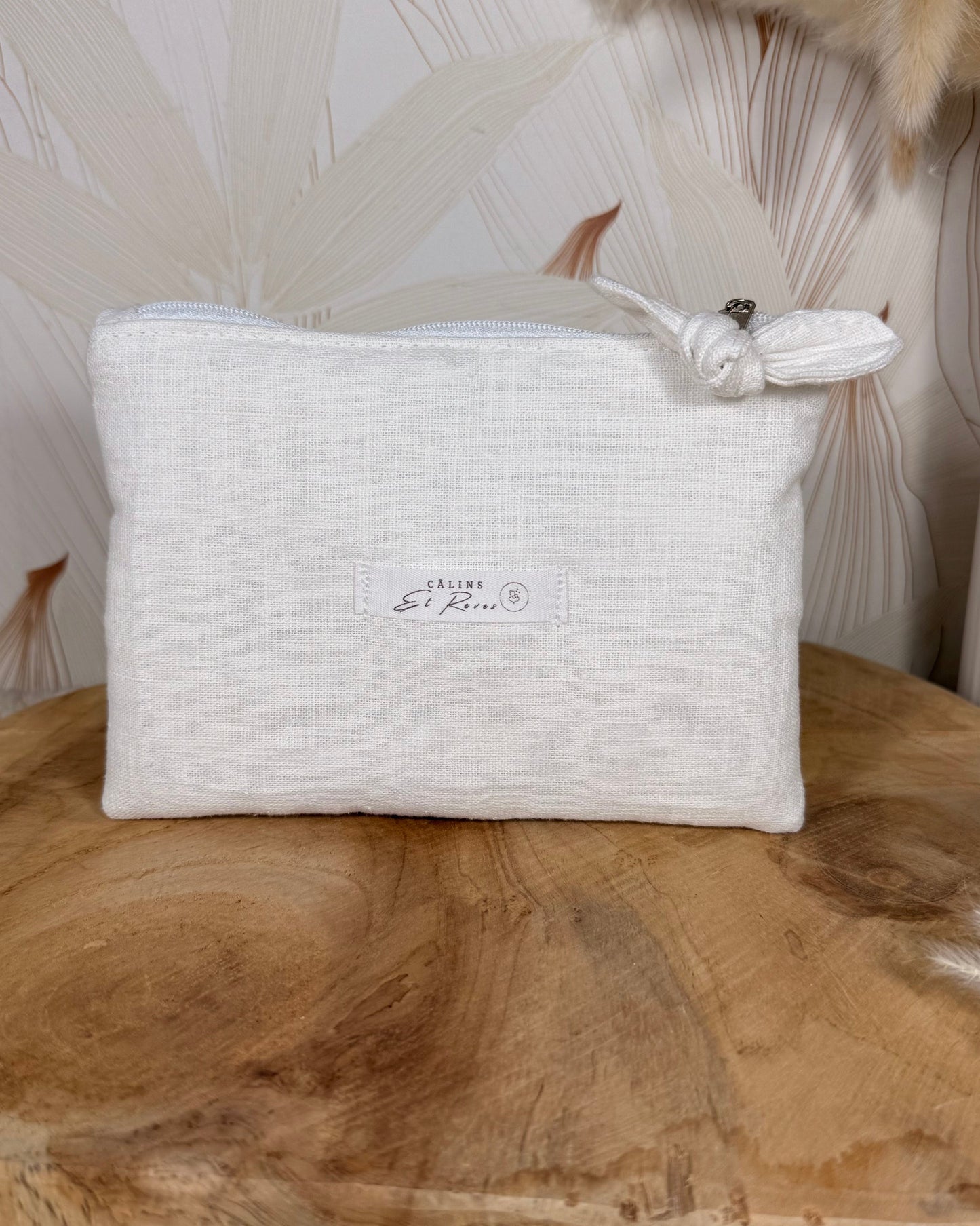 Calins et Reves petite pochette lin blanc