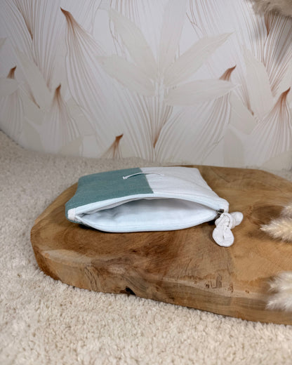 Calins et Reves petite pochette lin blanc et vert