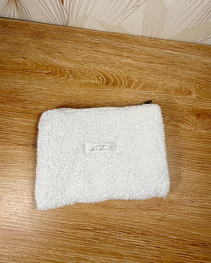 Calins et Reves petite pochette sherpa blanc