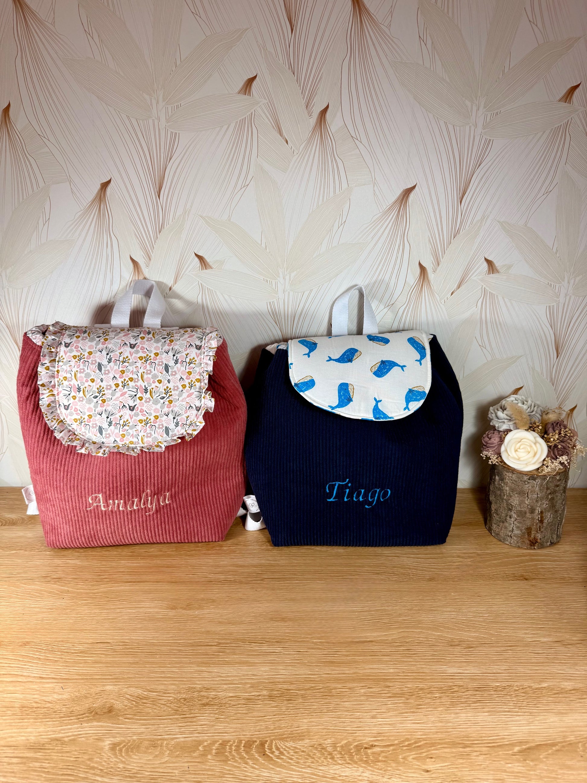 Calins et Reves sac velours bleu baleine