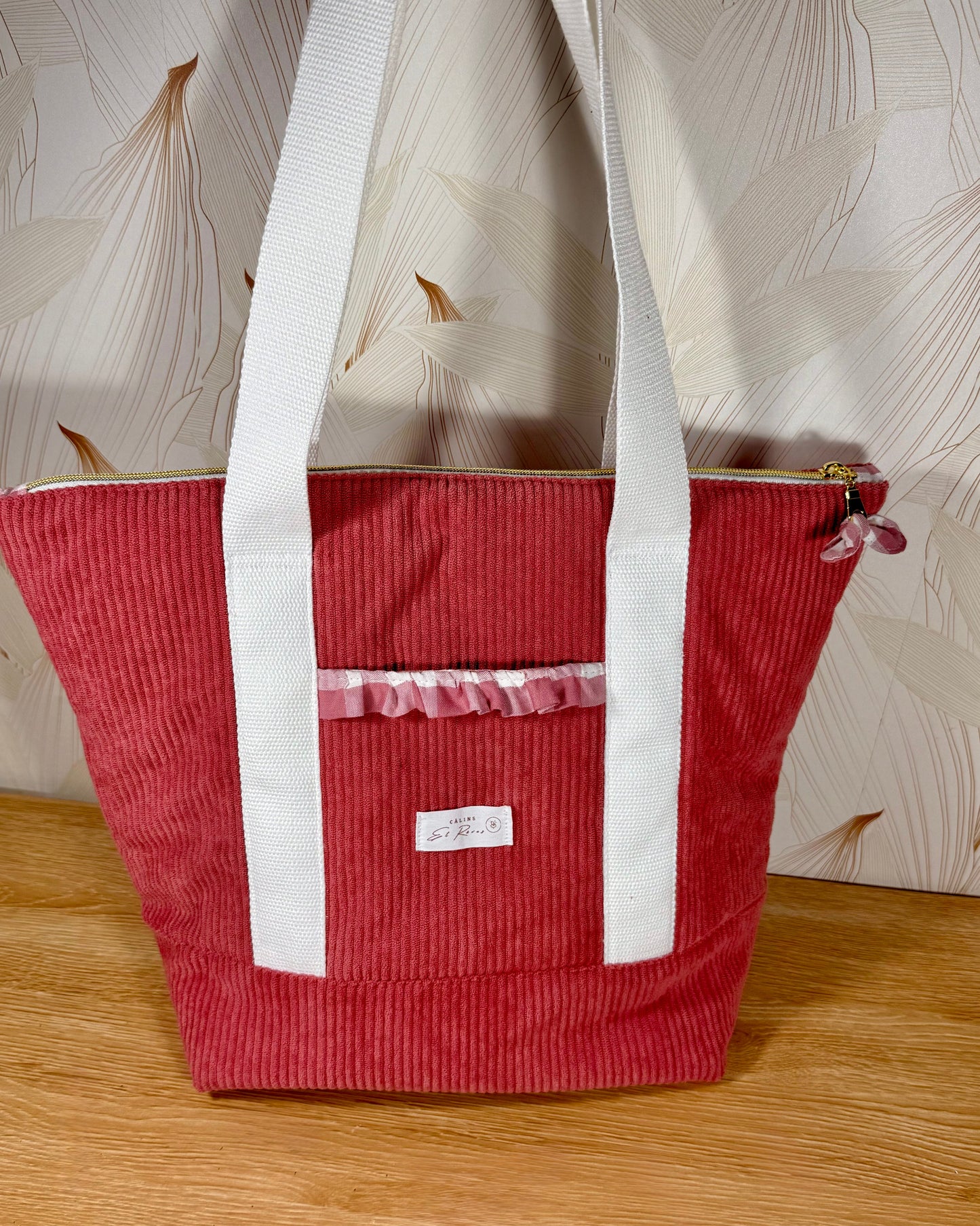 Calins et Reves sac personnalise velours rose vichy rose