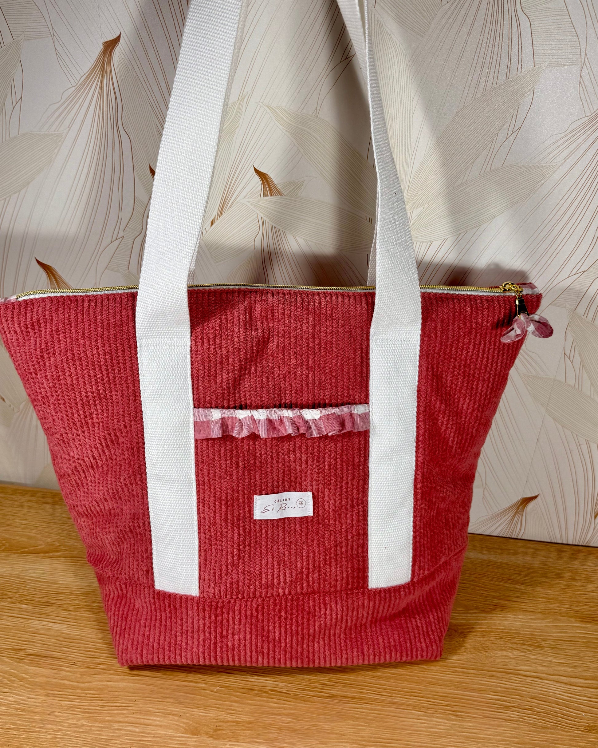 Calins et Reves sac personnalise velours rose vichy rose