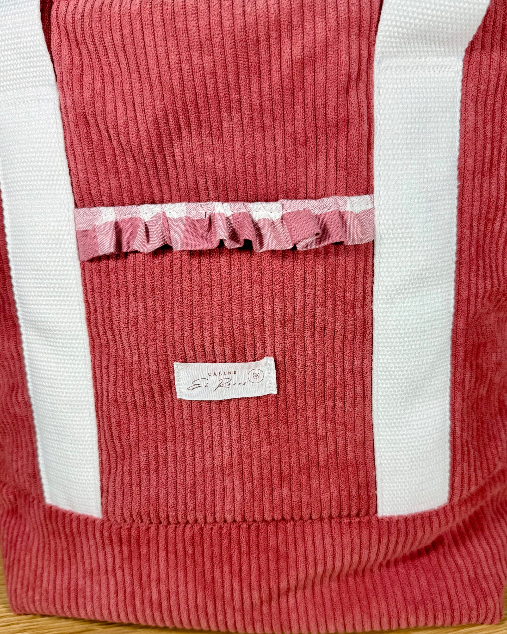 Calins et Reves sac personnalise velours rose vichy rose