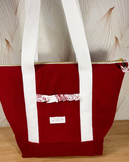 Calins et Reves sac velours jouy rouge a fermeture