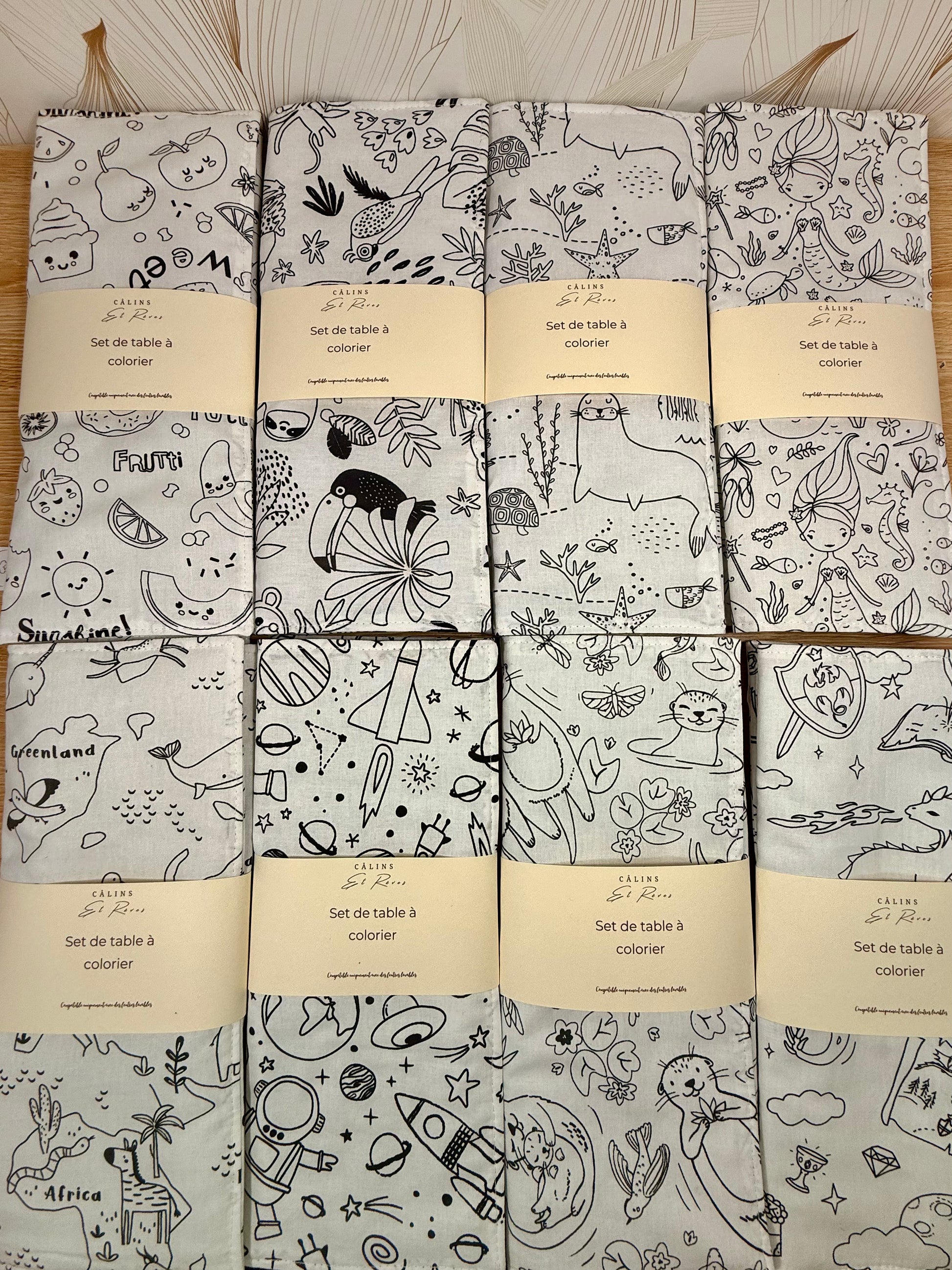 Câlins et Rêves set de table à colorier princesse