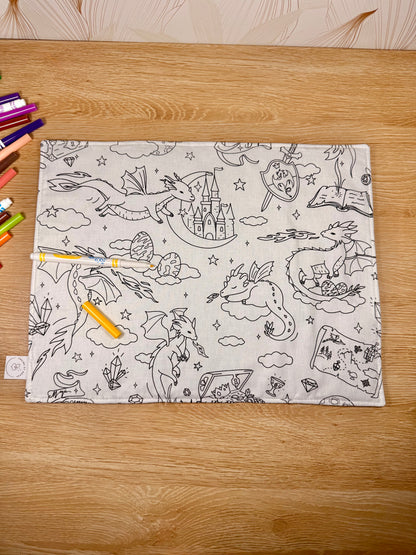 Câlins et Rêves set de table à colorier dragon