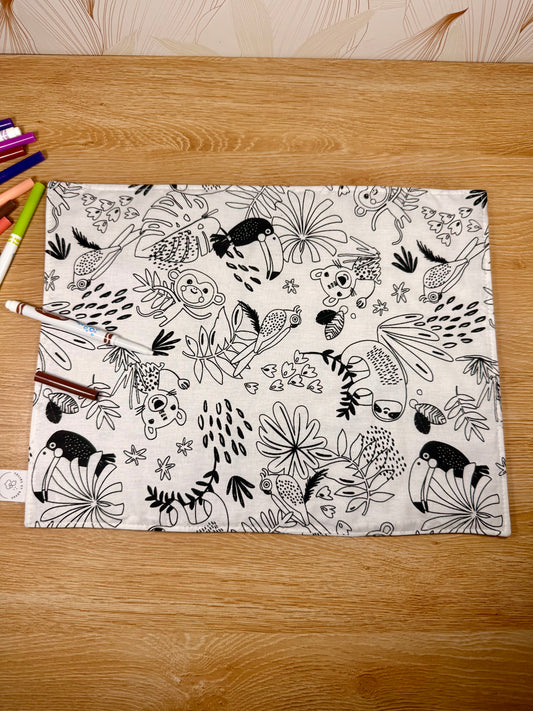 Câlins et Rêves set de table à colorier Jungle