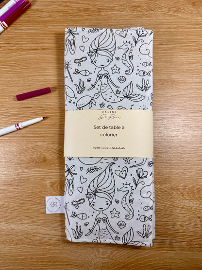 Câlins et Rêves set de table à colorier princesse