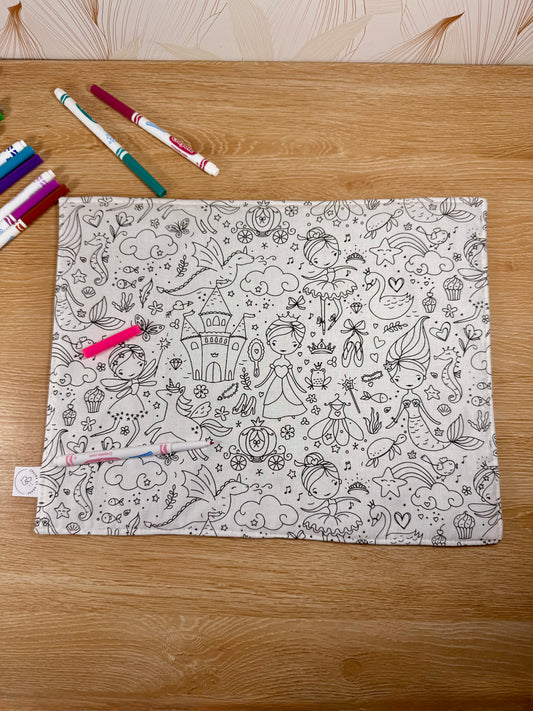 Câlins et Rêves set de table à colorier princesse