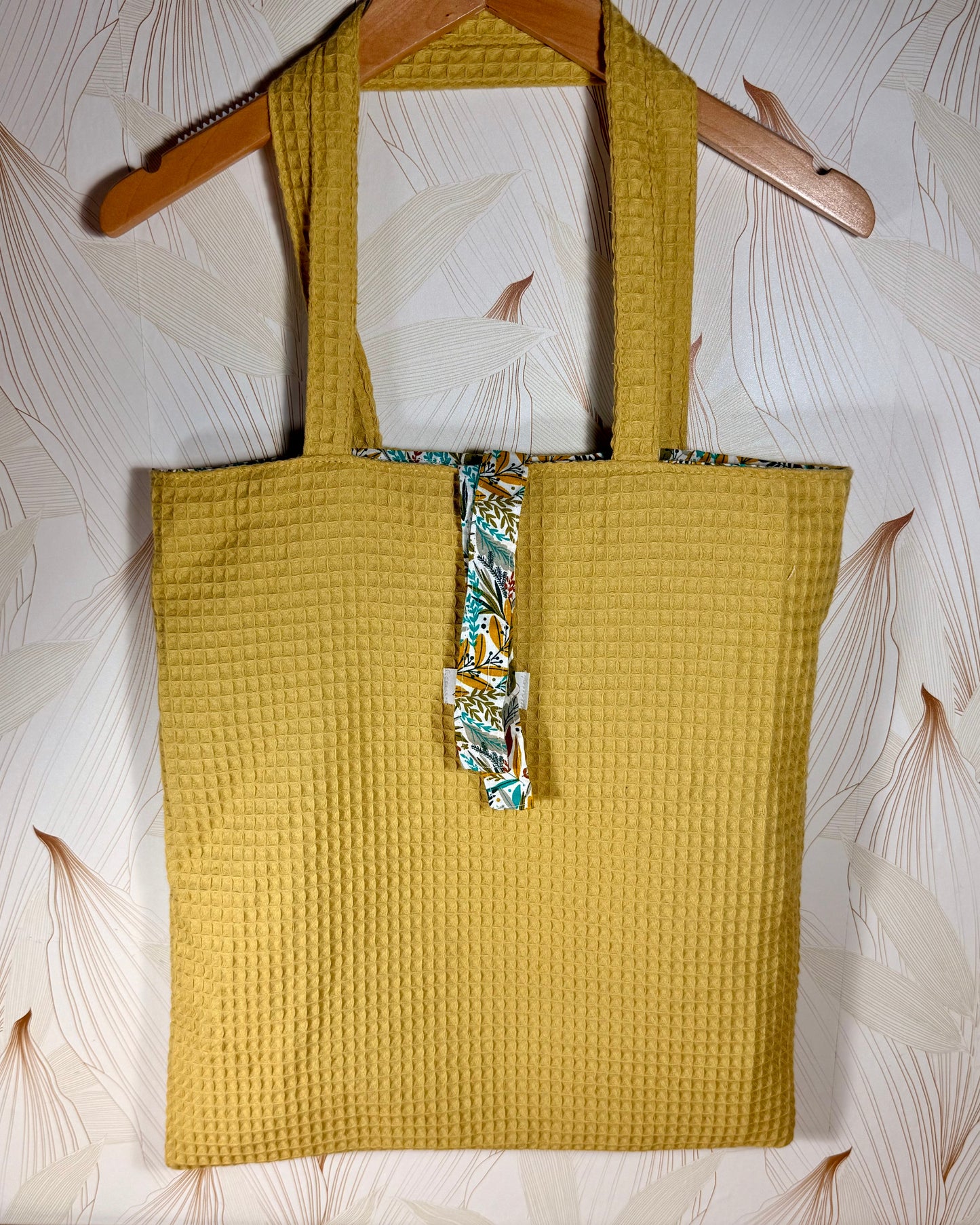 Calins et Reves tot bag personnalise nid d'abeille jaune alba