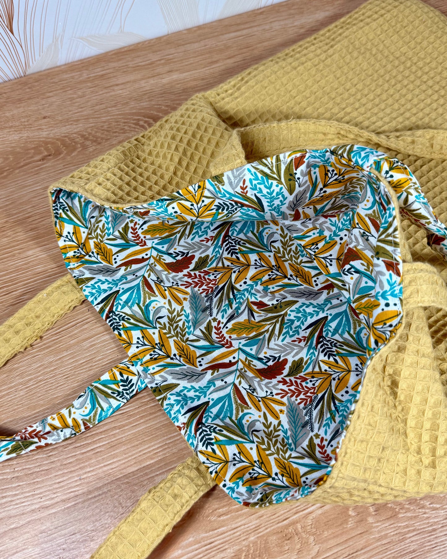 Calins et Reves tot bag personnalise nid d'abeille jaune alba