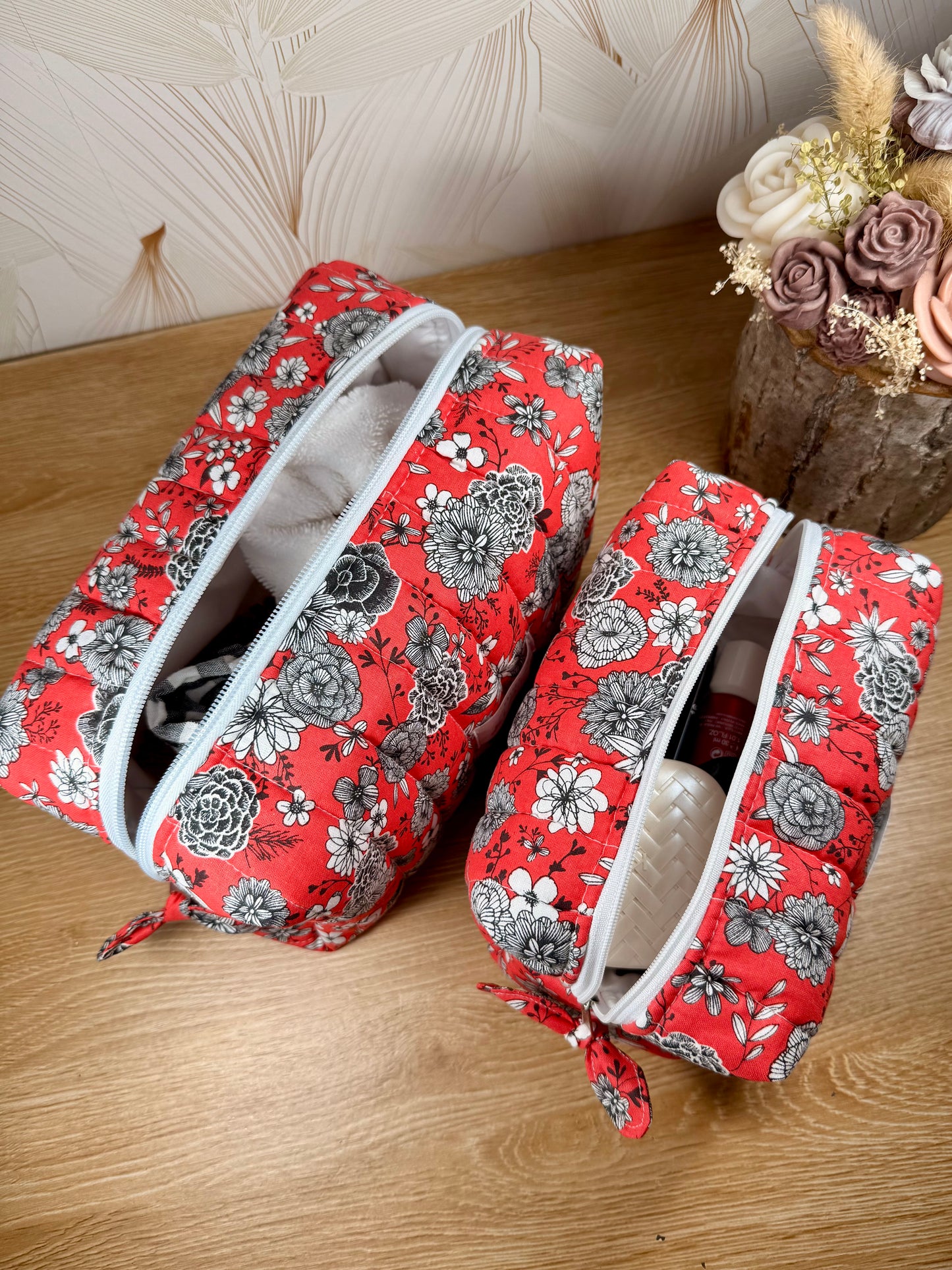 Calins et Reves trousse de toilette Corail fleur