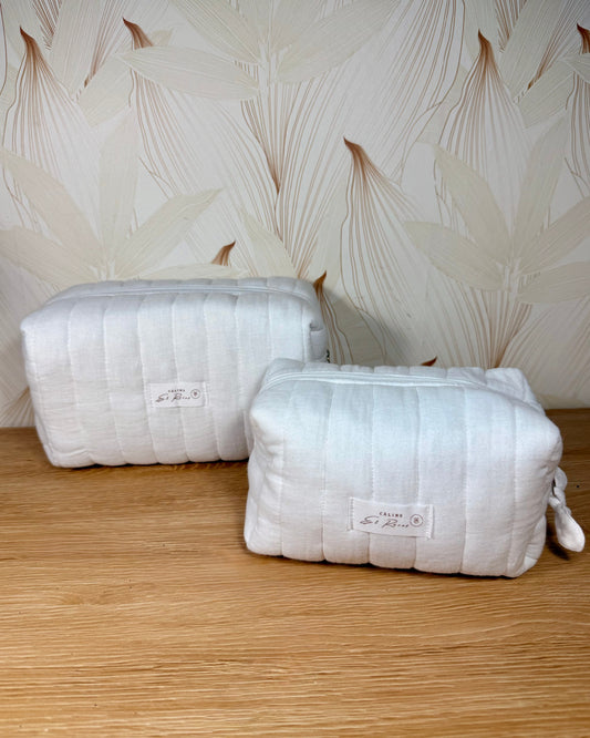 Calins et Reves trousse de toilette matelassee double gaze blanc